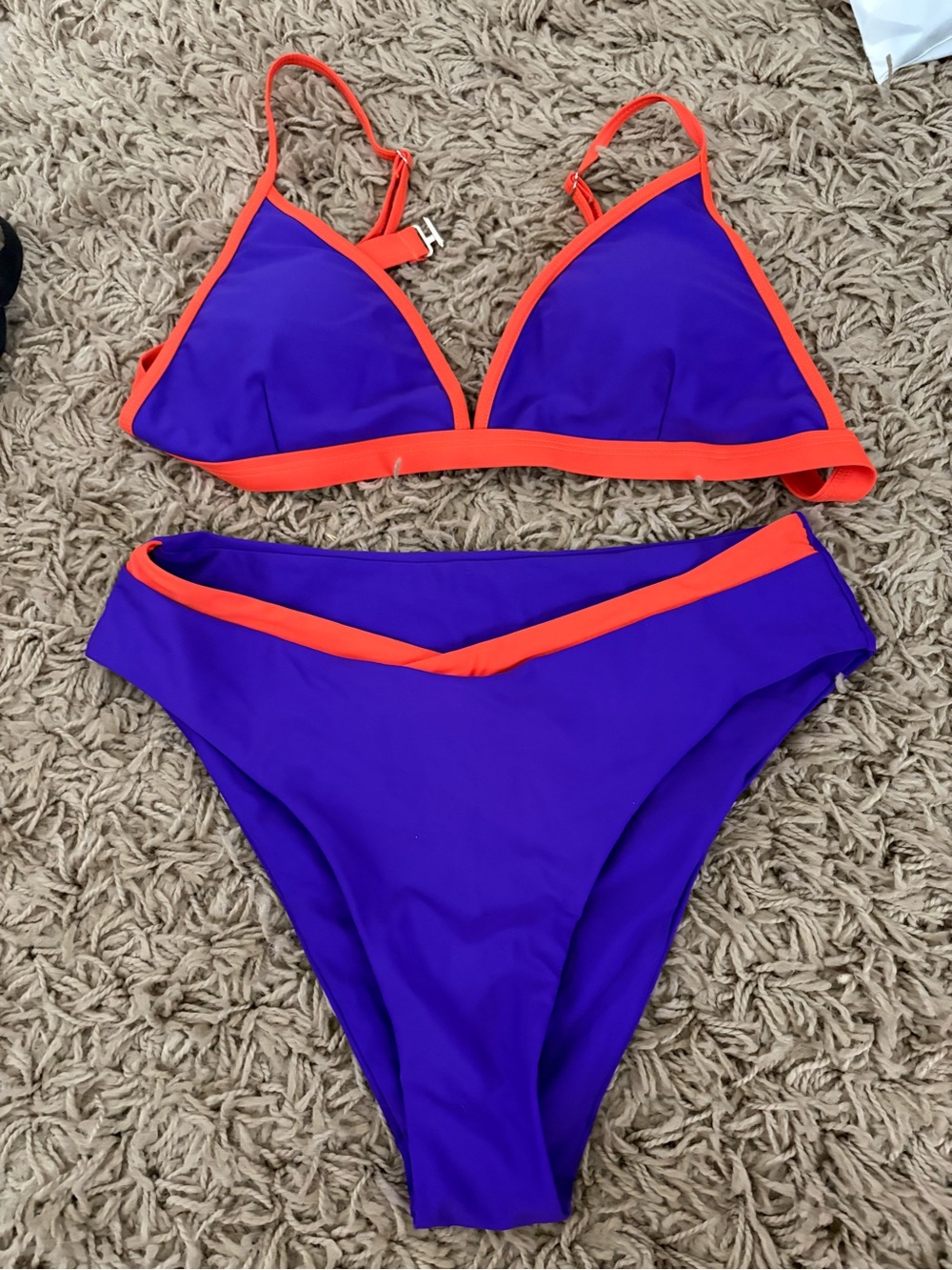 Purple Bikini with Orange Trim Two-Piece Swim Set